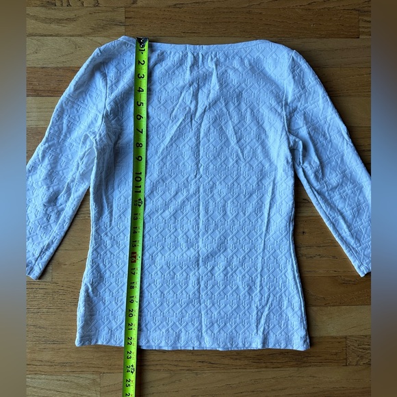 Textured white 3/4 sleeve tee - Picture 3 of 7
